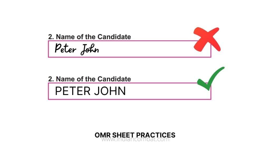 how to fill name in omr sheet